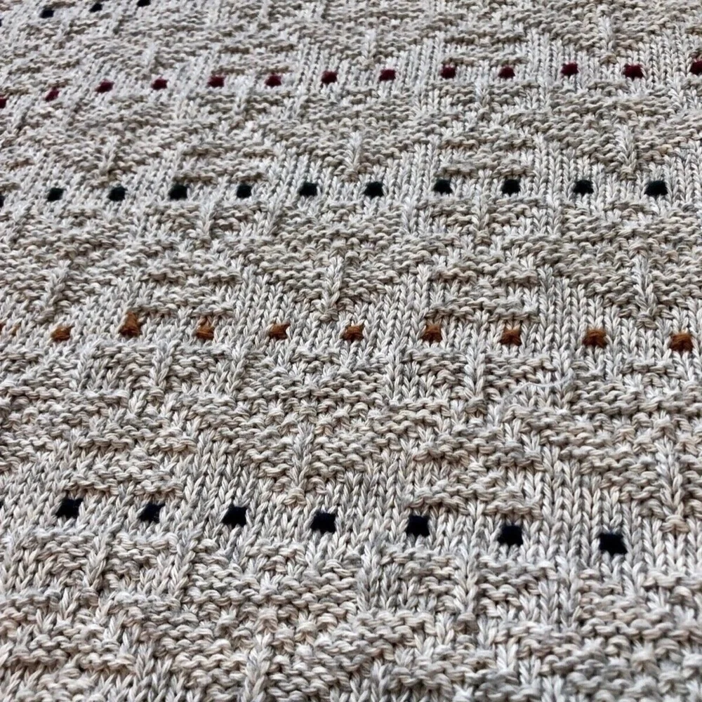 Men's Vintage 80's Van Heusen Multi Colored Dot Textured Knit Sweater Size M - Picture 5 of 10